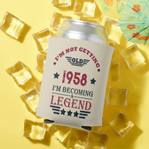 Personalised vintage 65th birthday gifts red can cooler