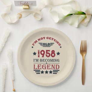 Personalised vintage 65th birthday gifts red paper plate