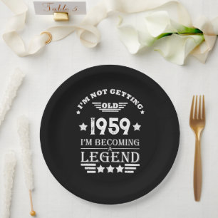 Personalised vintage 65th birthday gifts white paper plate