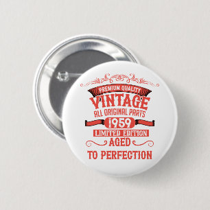Personalised vintage 65th birthday party 6 cm round badge