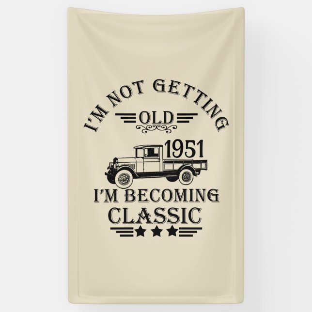 Personalised vintage 65th birthday party banner (Vertical)