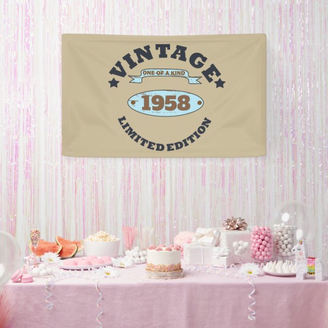 Personalised vintage 65th birthday party banner (Party)