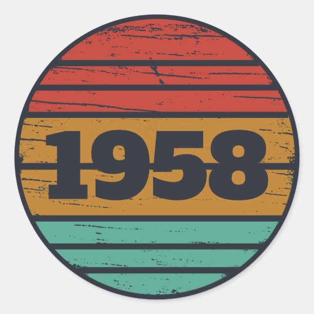 Personalised vintage 65th birthday party classic round sticker (Front)