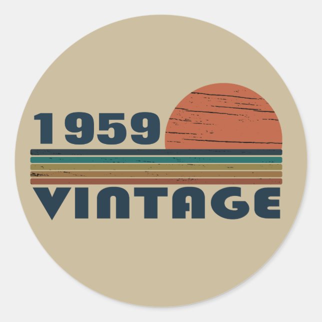 Personalised vintage 65th birthday party classic round sticker (Front)