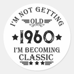 Personalised vintage 65th birthday party classic round sticker