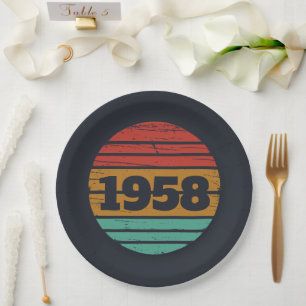 Personalised vintage 65th birthday party gifts paper plate