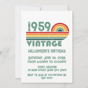 Personalised vintage 65th birthday party invitation