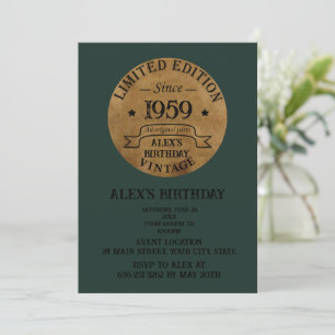 Personalised vintage 65th birthday party invitation