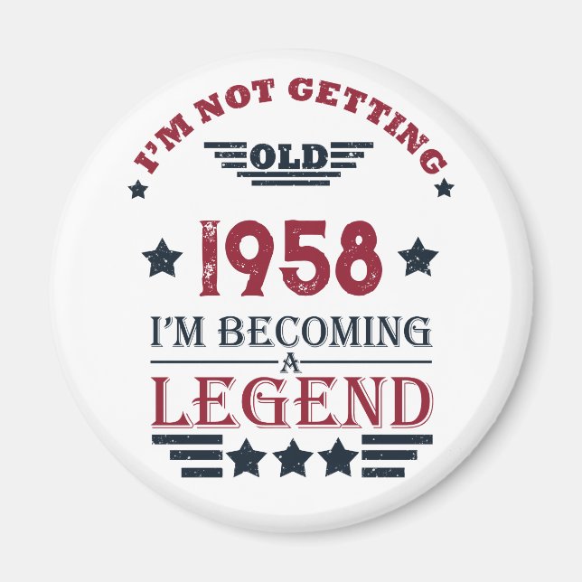 Personalised vintage 65th birthday party magnet (Front)