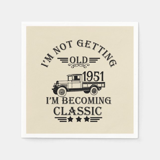 Personalised vintage 65th birthday party napkin (Front)