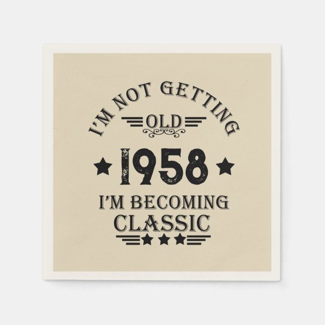 Personalised vintage 65th birthday party napkin (Front)