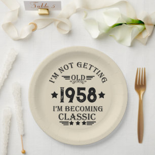 Personalised vintage 65th birthday party paper plate