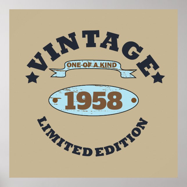 Personalised vintage 65th birthday party poster (Front)