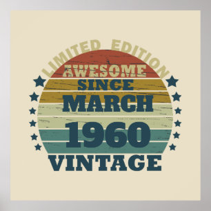 Personalised vintage 65th birthday party poster