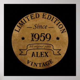 Personalised vintage 65th birthday party poster