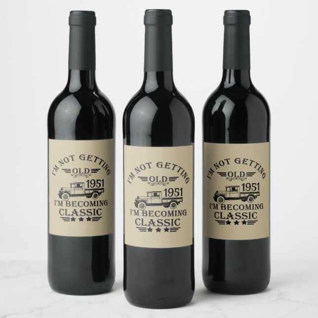 Personalised vintage 65th birthday party wine label (Bottles)