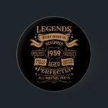 Personalised vintage 65th birthday whiskey label 6 cm round badge<br><div class="desc">You can add some originality to your wardrobe collection with this vintage classic birthday graphic design with awesome typography font lettering, is a great gift idea for men, women, husbands, wife girlfriends, and a boyfriend who will love this one-of-a-kind artwork. The best amazing and funny holiday present for your happy...</div>