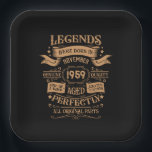 Personalised vintage 65th birthday whiskey label paper plate<br><div class="desc">You can add some originality to your wardrobe collection with this vintage classic birthday graphic design with awesome typography font lettering, is a great gift idea for men, women, husbands, wife girlfriends, and a boyfriend who will love this one-of-a-kind artwork. The best amazing and funny holiday present for your happy...</div>