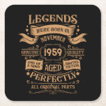 Personalised vintage 65th birthday whiskey label square paper coaster<br><div class="desc">You can add some originality to your wardrobe collection with this vintage classic birthday graphic design with awesome typography font lettering, is a great gift idea for men, women, husbands, wife girlfriends, and a boyfriend who will love this one-of-a-kind artwork. The best amazing and funny holiday present for your happy...</div>