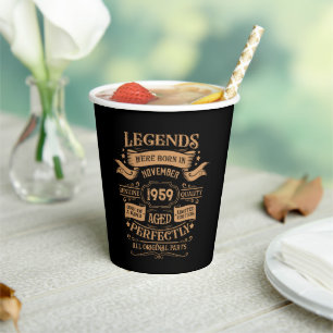 Personalised vintage 65th birthday whiskey party paper cups