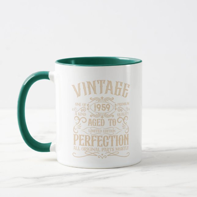 Personalised vintage 65th birthday whiskey themed mug (Left)