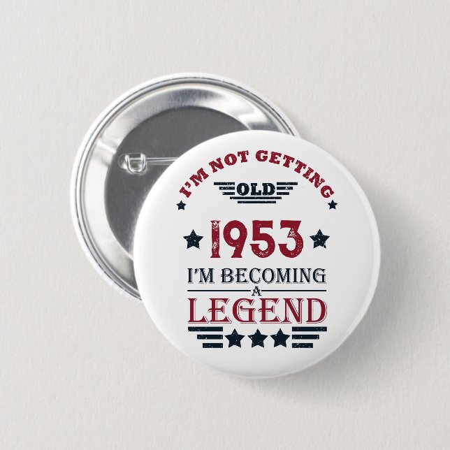 Personalised vintage 70th birthday 6 cm round badge (Front & Back)