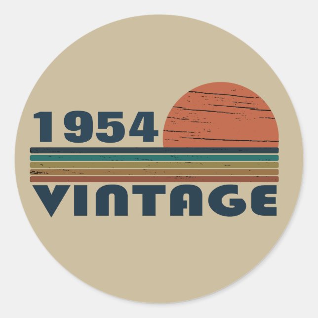 Personalised vintage 70th birthday classic round sticker (Front)