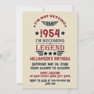 Personalised vintage 70th birthday cocktail party invitation