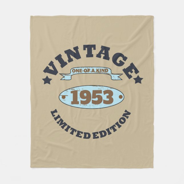 Personalised vintage 70th birthday fleece blanket (Front)