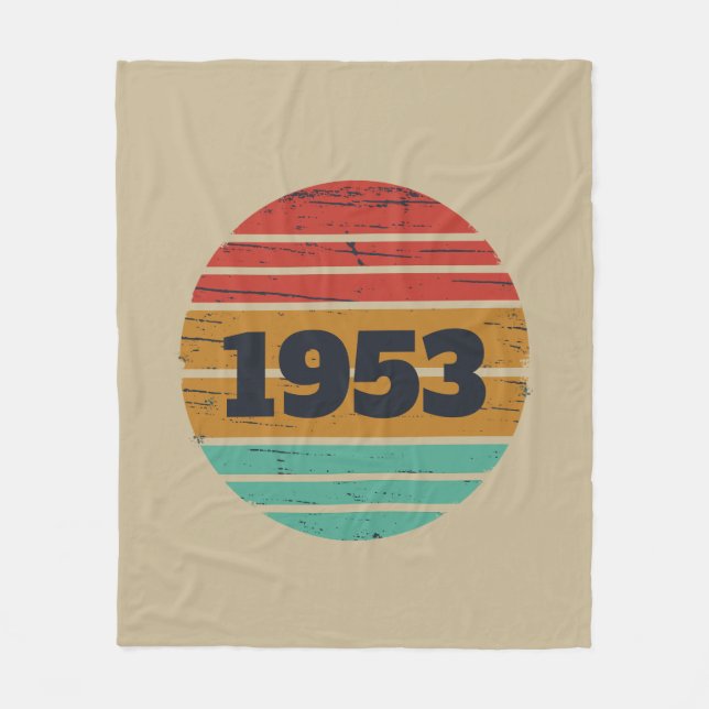 Personalised vintage 70th birthday fleece blanket (Front)