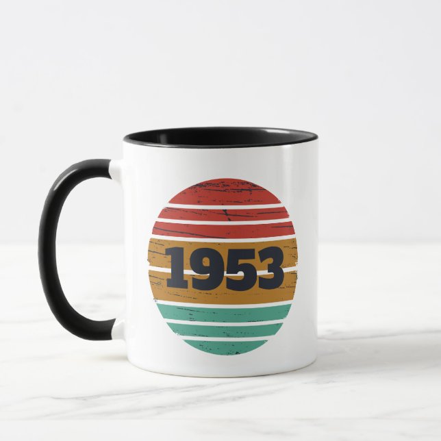 Personalised vintage 70th birthday gift mug (Left)