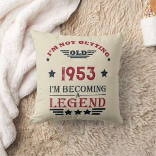 Personalised vintage 70th birthday gifts cushion