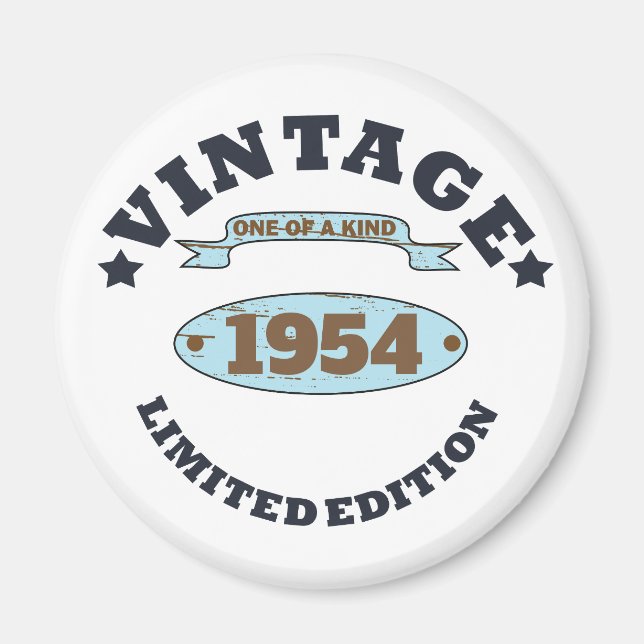 Personalised vintage 70th birthday magnet (Front)