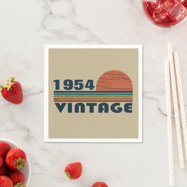 Personalised vintage 70th birthday napkin (Insitu)