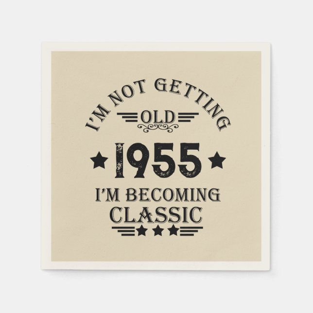 Personalised vintage 70th birthday napkin (Front)