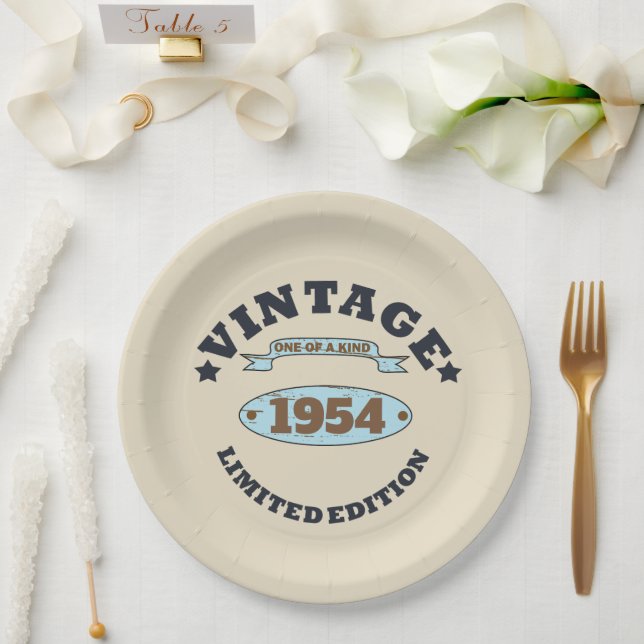 Personalised vintage 70th birthday paper plate (Wedding)