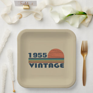 Personalised vintage 70th birthday paper plate