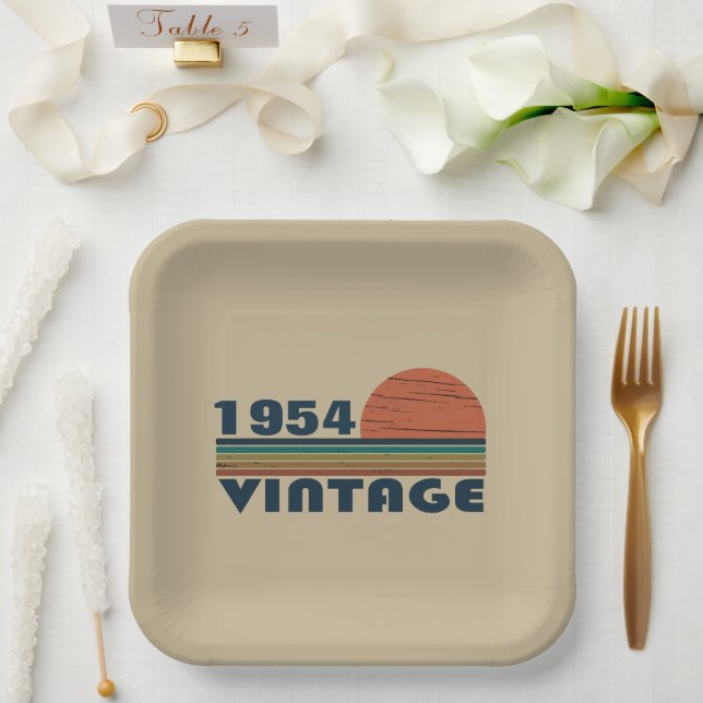 Personalised vintage 70th birthday paper plate (Wedding)
