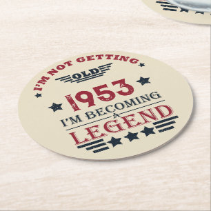 Personalised vintage 70th birthday round paper coaster