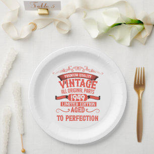 Personalised vintage 75h birthday gifts paper plate