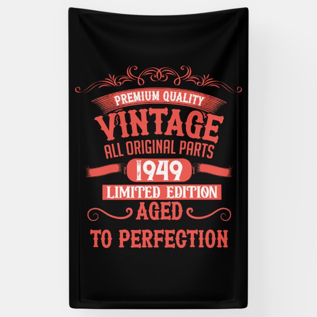 Personalised vintage 75h birthday party banner (Vertical)