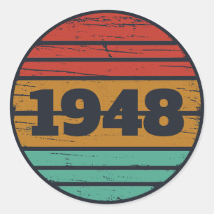 personalised vintage 75th birthday classic round sticker