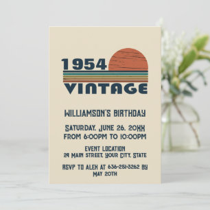 Personalised vintage 75th birthday cocktail party invitation