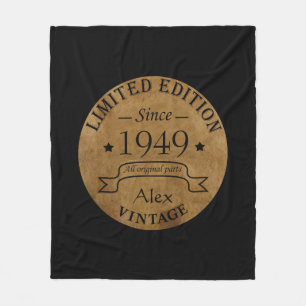 personalised vintage 75th birthday fleece blanket