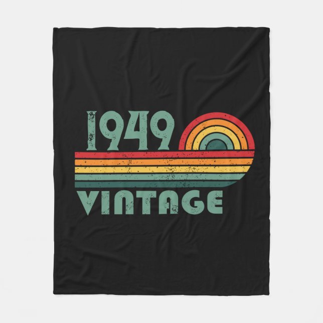 Personalised vintage 75th birthday fleece blanket (Front)