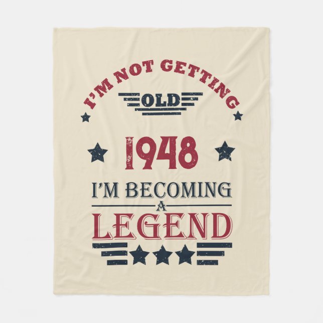 Personalised vintage 75th birthday fleece blanket (Front)
