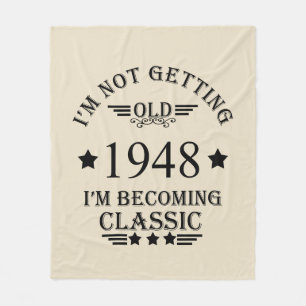 Personalised vintage 75th birthday fleece blanket