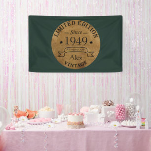 Personalised vintage 75th birthday gift banner