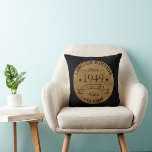 Personalised vintage 75th birthday gift cushion