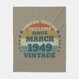Personalised vintage 75th birthday gift fleece blanket